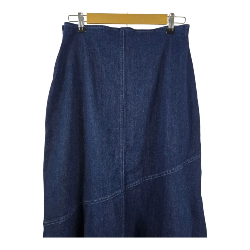 Blank NYC Womens Full Maxi Skirt, Dark Blue Denim, NWT, Aysemeteical Look - Picture 2 of 11